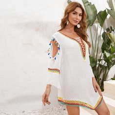 Накидка с бахромой и вставкой крючком Shein