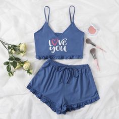 Пижама с текстовым принтом Shein