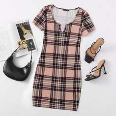 Платье размера плюс в клетку Shein