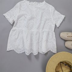 Оборка Одноцветный Бохо Блузы Shein