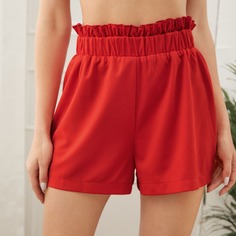 Присборенная талия Одноцветный Повседневный Шорты Shein
