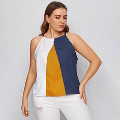 Топ с завязками на шее с крупной строчкой Shein