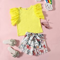 Пояс Со цветочками милый Комплект из двух предметов для девочек Shein