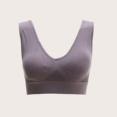 с разрезом Одноцветный Спортивные бюстгальтеры Shein