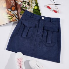 Однотонная юбка с карманом Shein