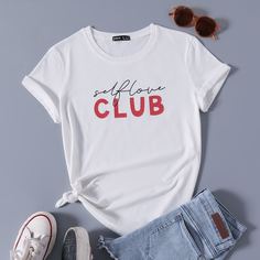 Футболка с текстовым принтом Shein
