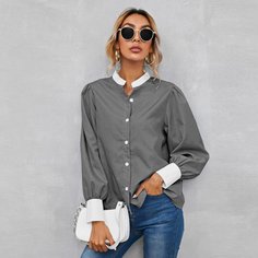 Блузка с пышным рукавом в полоску Shein