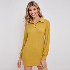 трикотажный Одноцветный Повседневный Платье Shein