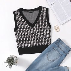 Вязаный жилет с узором "хаундстут Shein