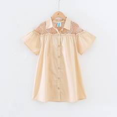 Платье-рубашка с кружевной отделкой для девочек Shein