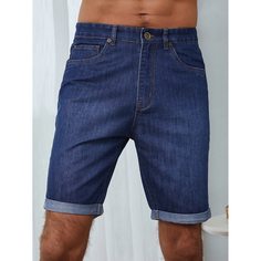 Мужские прямые джинсовые шорты Shein