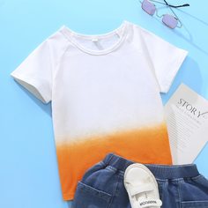 градиент цветовой Повседневный футболки для мальчиков Shein