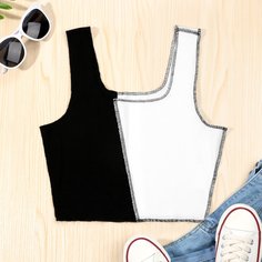 Жилет топ с двухцветной строчкой Shein