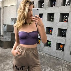 Простой короткий топ на подтяжках Shein