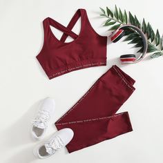 крест на крест буква Спортивный комплектный костюм Shein