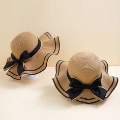 2шт соломенная шляпа с бантом для родителей-детей Shein