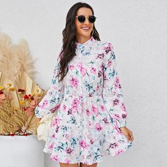 на кулиске Цветочный принт Повседневный Платье Shein
