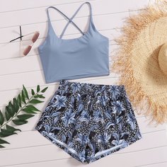 узел Со цветочками Спортивный комплектный костюм Shein