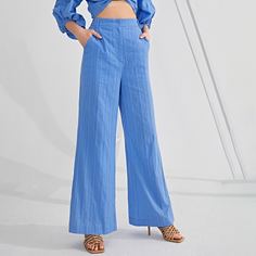 Однотонные широкие брюки с карманом Shein