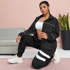 на молнии Спортивные топы размера плюс Shein