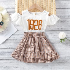 С оборками Клетка Повседневный Платья для девочек Shein