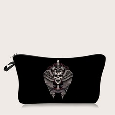 Сумка для макияжа на молнии с рисунком черепа Shein