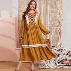 Платье размера плюс с бахромой и графическим принтом Shein