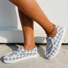Кроссовки на шнурке в клетку Shein