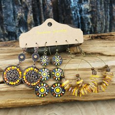 3 пары круглые серьги-подвески Shein