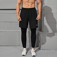 Мужские 2 в 1 спортивные брюки с текстовым принтом Shein
