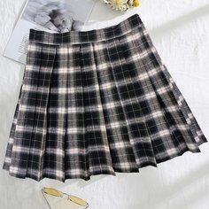 Плиссированная юбка в клетку с молнией сбоку Shein