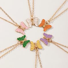 6шт ожерелье с бабочкой для девочек Shein