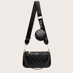 Стеганая сумка на плечо с кошельком для монет Shein