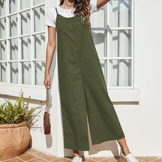 Однотонный широкий комбинезон на бретелях Shein