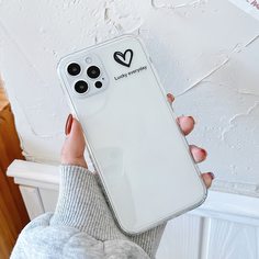 Прозрачный чехол для телефона с узором сердечка Shein