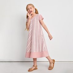 Платье с v-образным воротником для девочек Shein