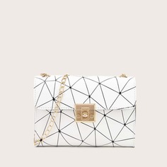 Сумка через плечо на цепочке с геометрическим принтом Shein