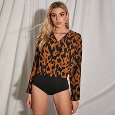 с разрезом графический принт Повседневный Боди Shein