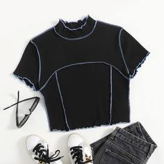 Волнистый край Повседневный Футболки Shein