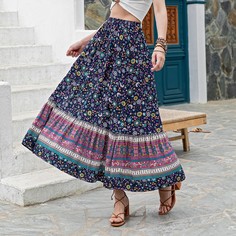 С оборками Цветочный Бохо Юбки Shein