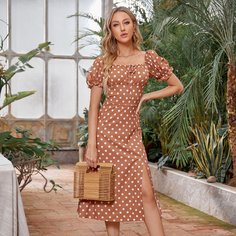 узел В горошек Бохо Платье Shein