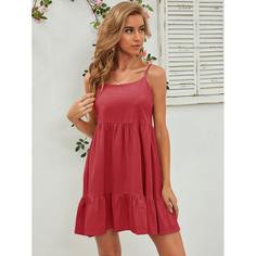 Платье на бретелях с оборками Shein