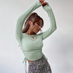 Однотонная футболка на кулиске Shein