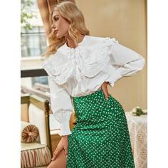 Оборка Одноцветный милый Блузы Shein