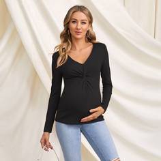 Однотонная футболка с драпировкой для беременных Shein