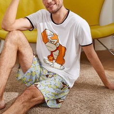 Мужская пижама с мультипликационным принтом Shein