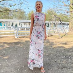 Открытая спина Цветочный принт Бохо Платье Shein