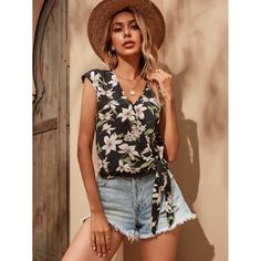 узел Цветочный Бохо Блузы Shein