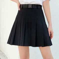 плиссированное Одноцветный Институтский Юбки Shein