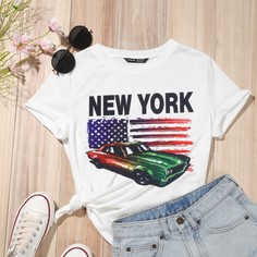 буква Повседневный Футболки Shein